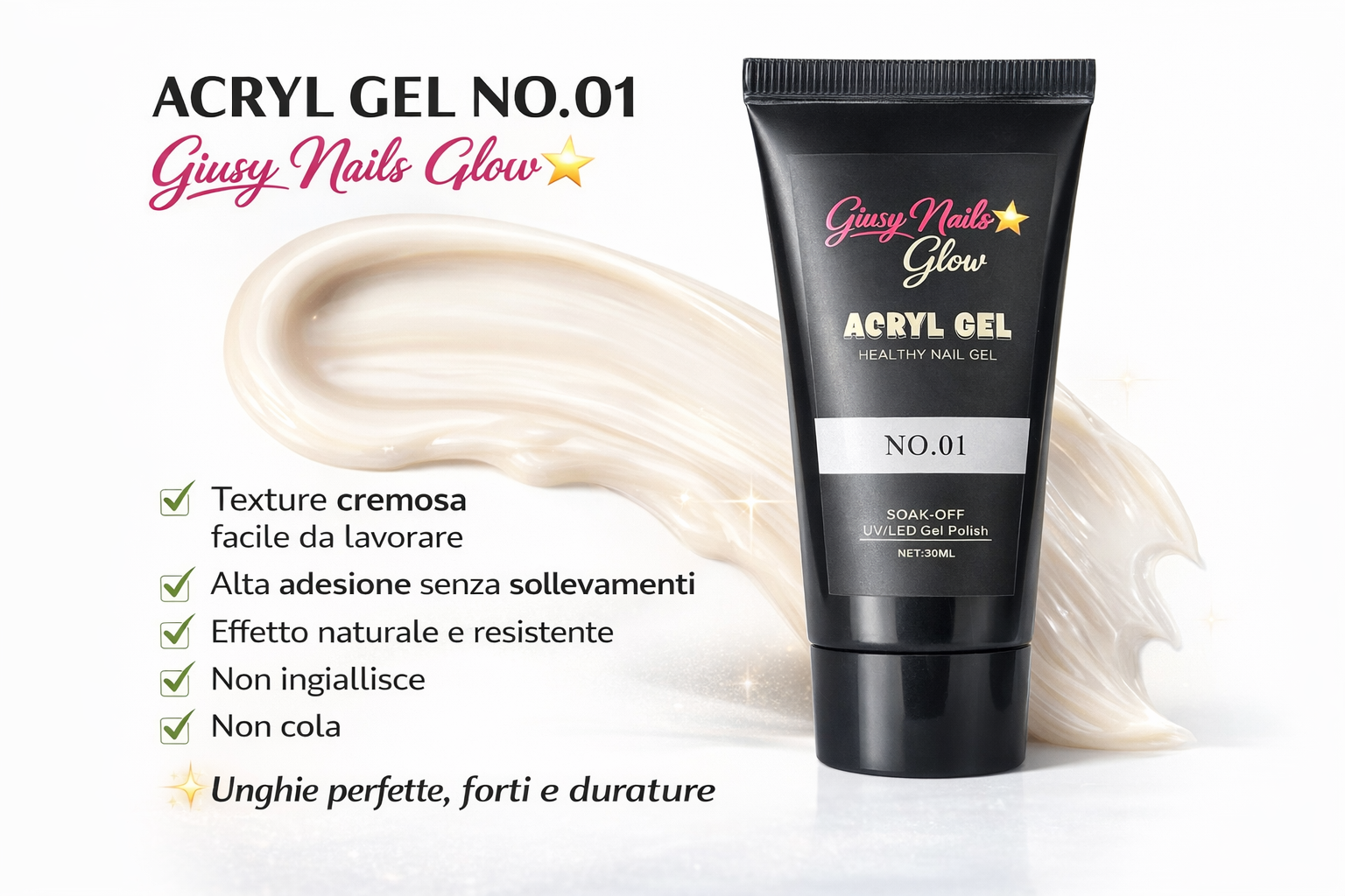 ACRYL GEL NO.01 – Gel Acrilico Professionale | Giusy Nails Glow ⭐️