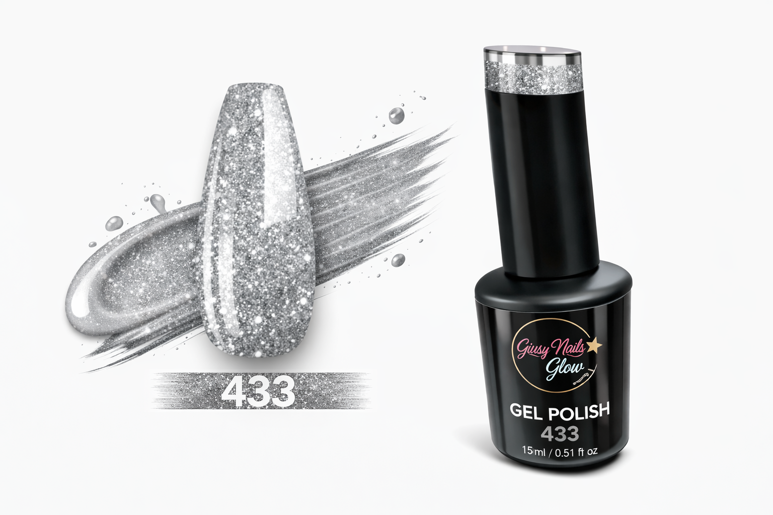 Gel Polish 433 Argento Glitter – Effetto Diamante Brillante | Giusy Nails Glow ⭐️