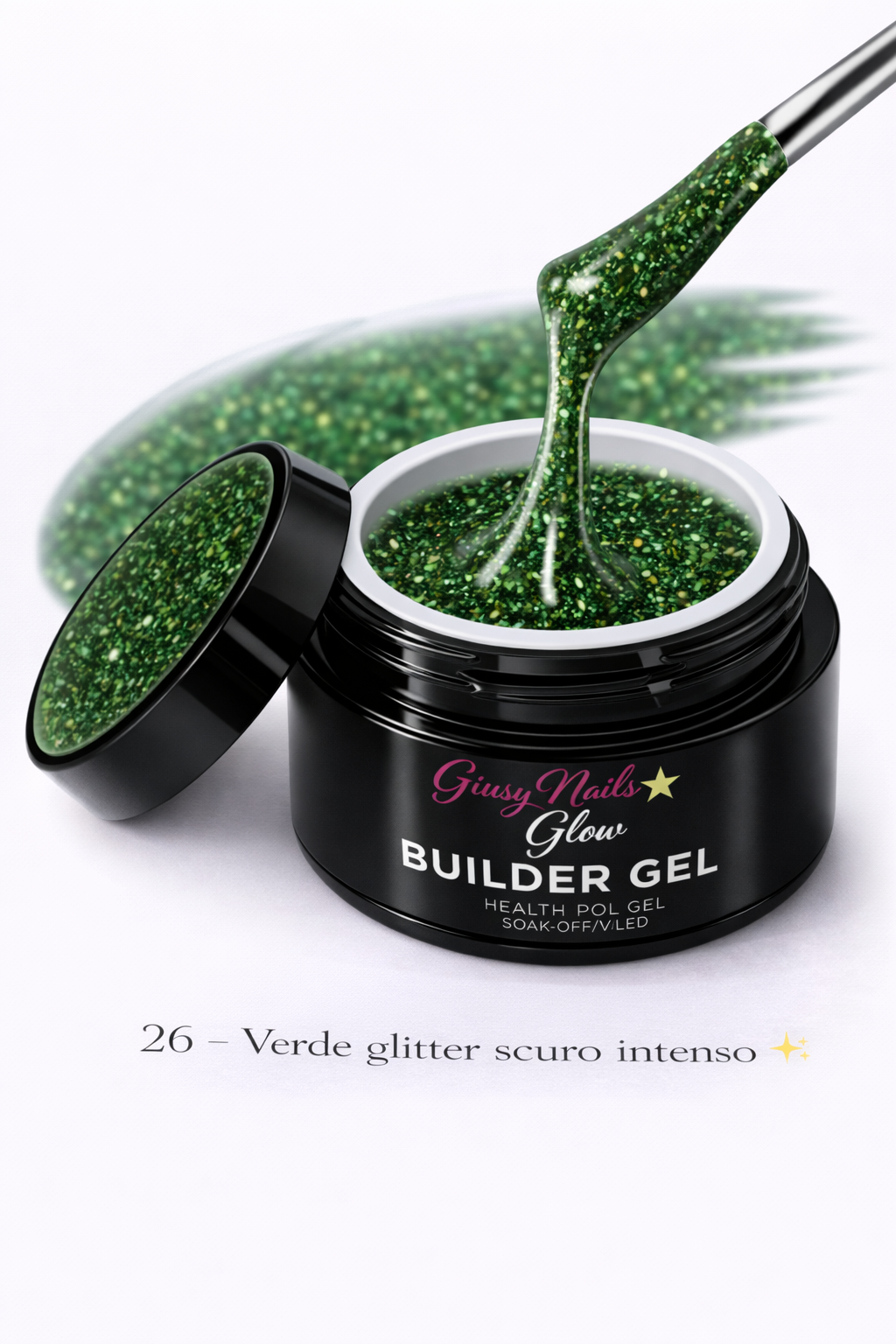Builder Gel Glitter Verde Scuro Intenso 26 – Giusy Nails Glow ⭐️