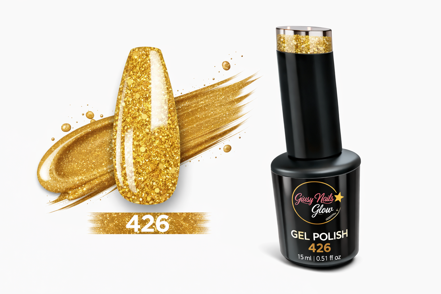 Gel Polish 426 Oro Glitter – Effetto Oro Brillante Professionale | Giusy Nails Glow ⭐️
