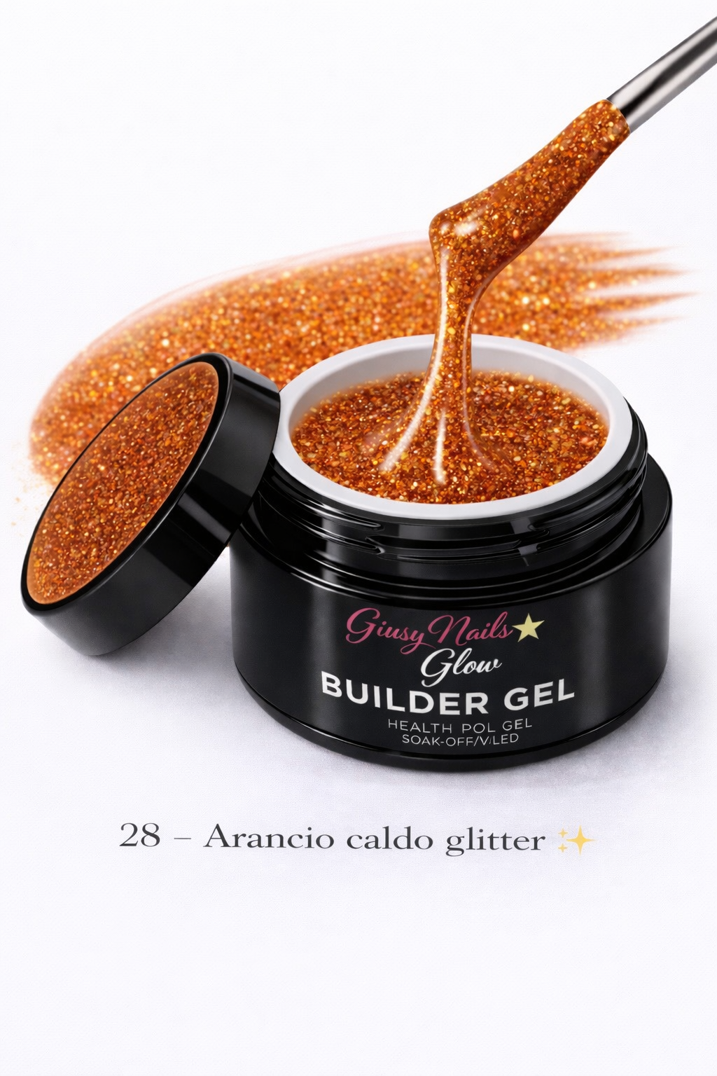 Builder Gel Glitter Arancio Caldo 28 – Giusy Nails Glow ⭐️