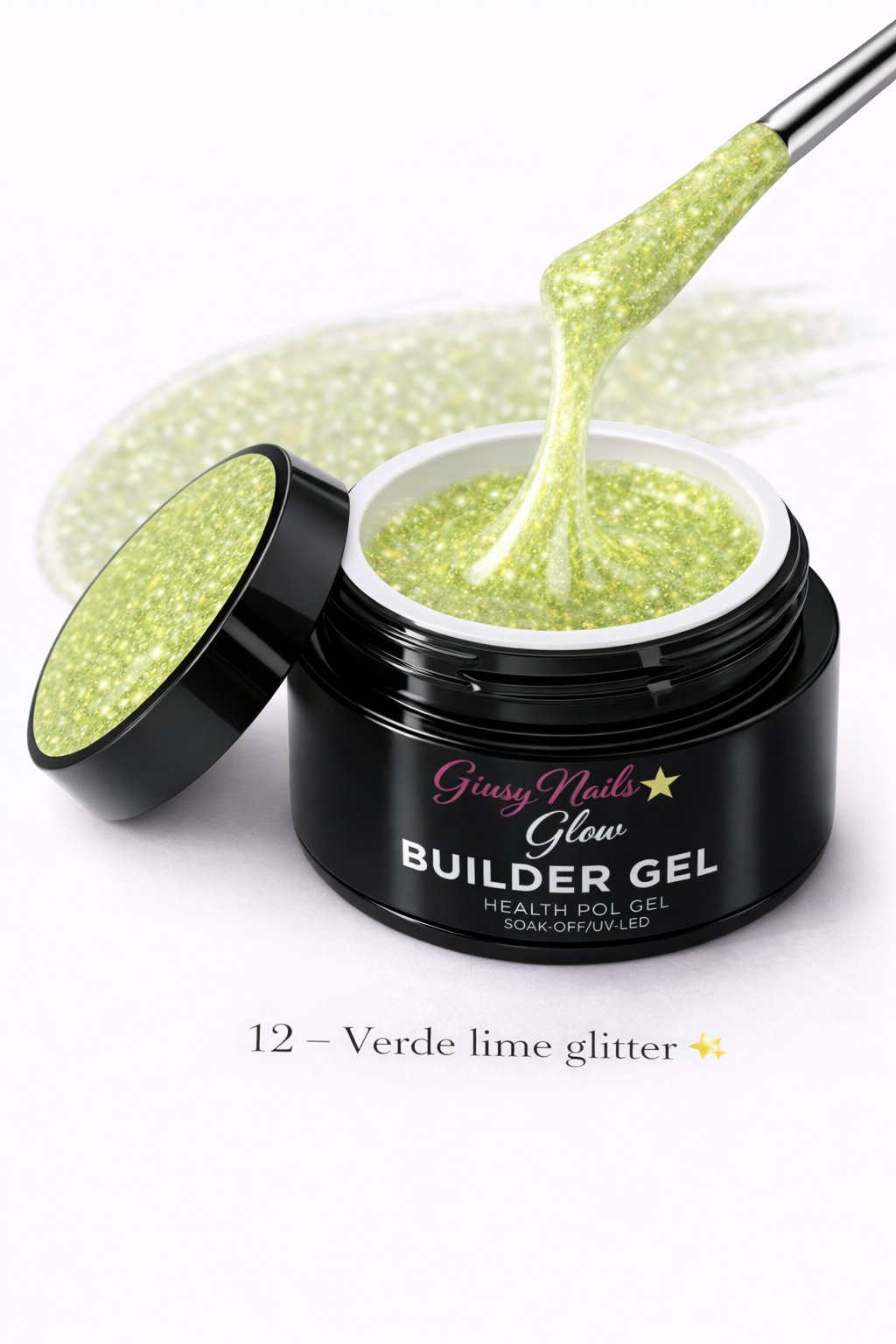 Builder Gel Glitter Verde Lime 12 – Giusy Nails Glow ⭐️