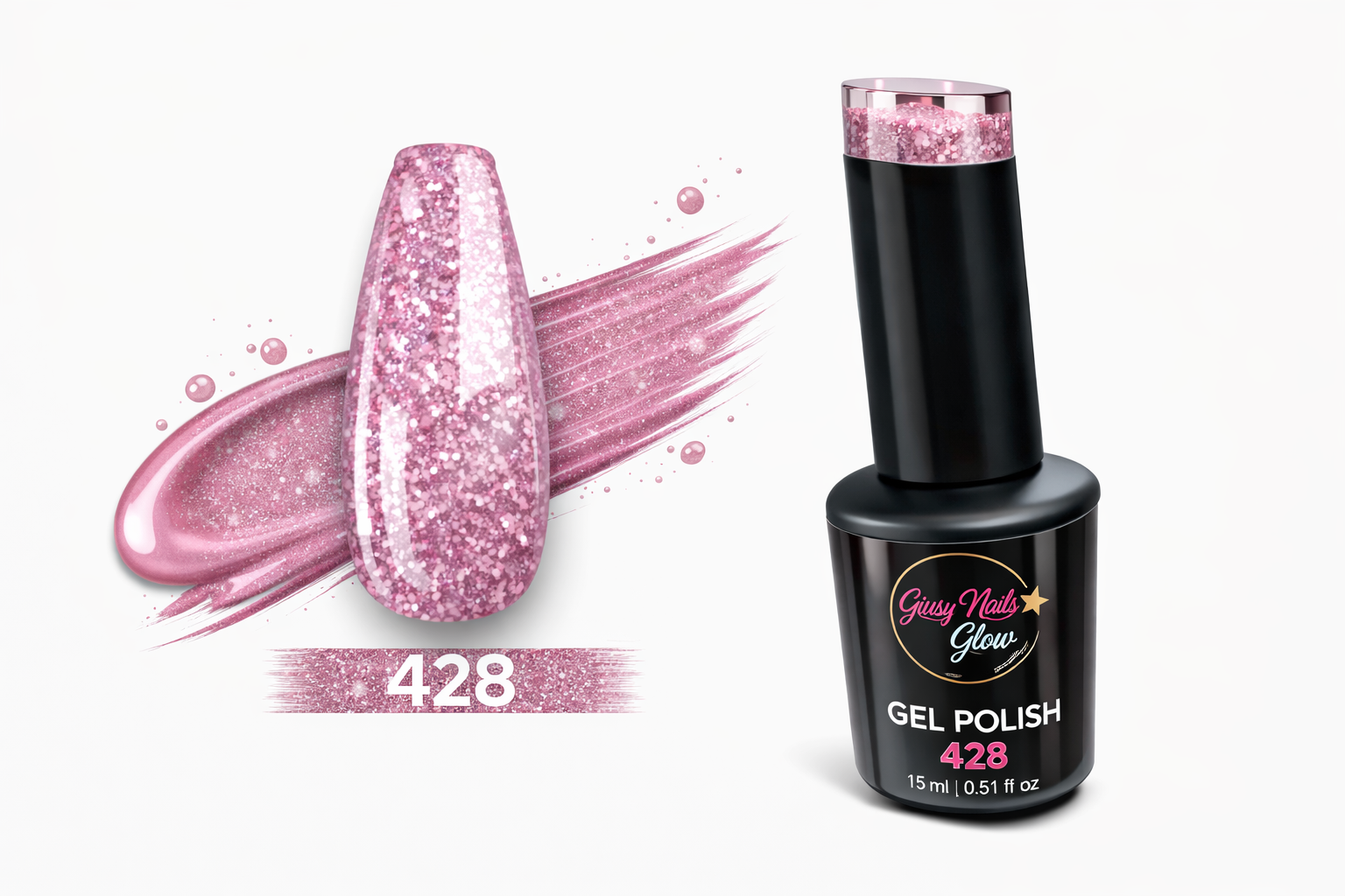 Gel Polish 428 Rosa Glitter – Effetto Brillante Delicato | Giusy Nails Glow ⭐️
