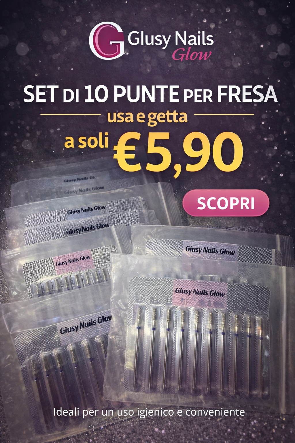 Set 10 Punte per Fresa Usa e Getta