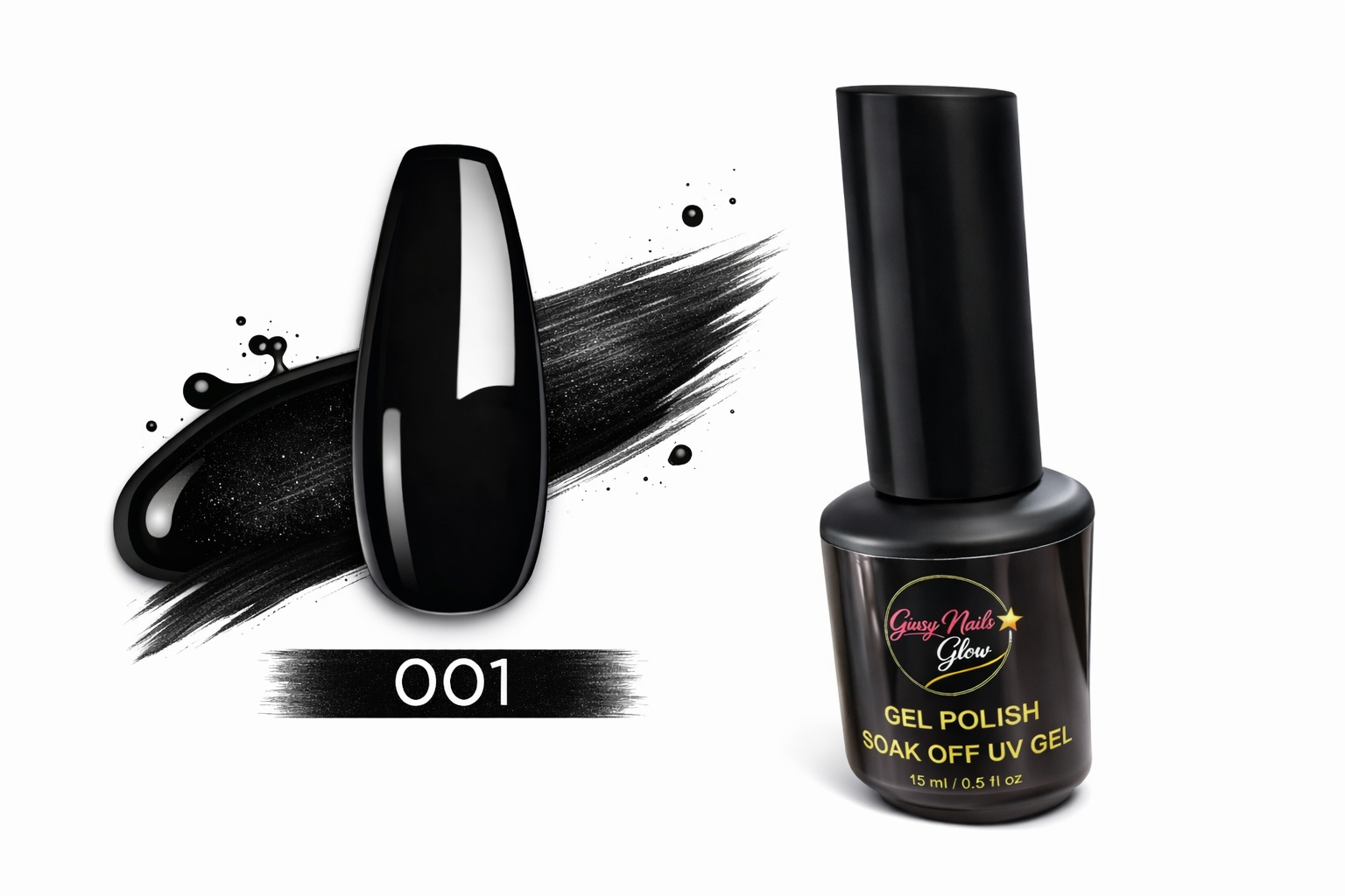 Gel Polish Soak Off UV/LED 001 Nero Intenso – 15ml | Giusy Nails Glow ⭐️