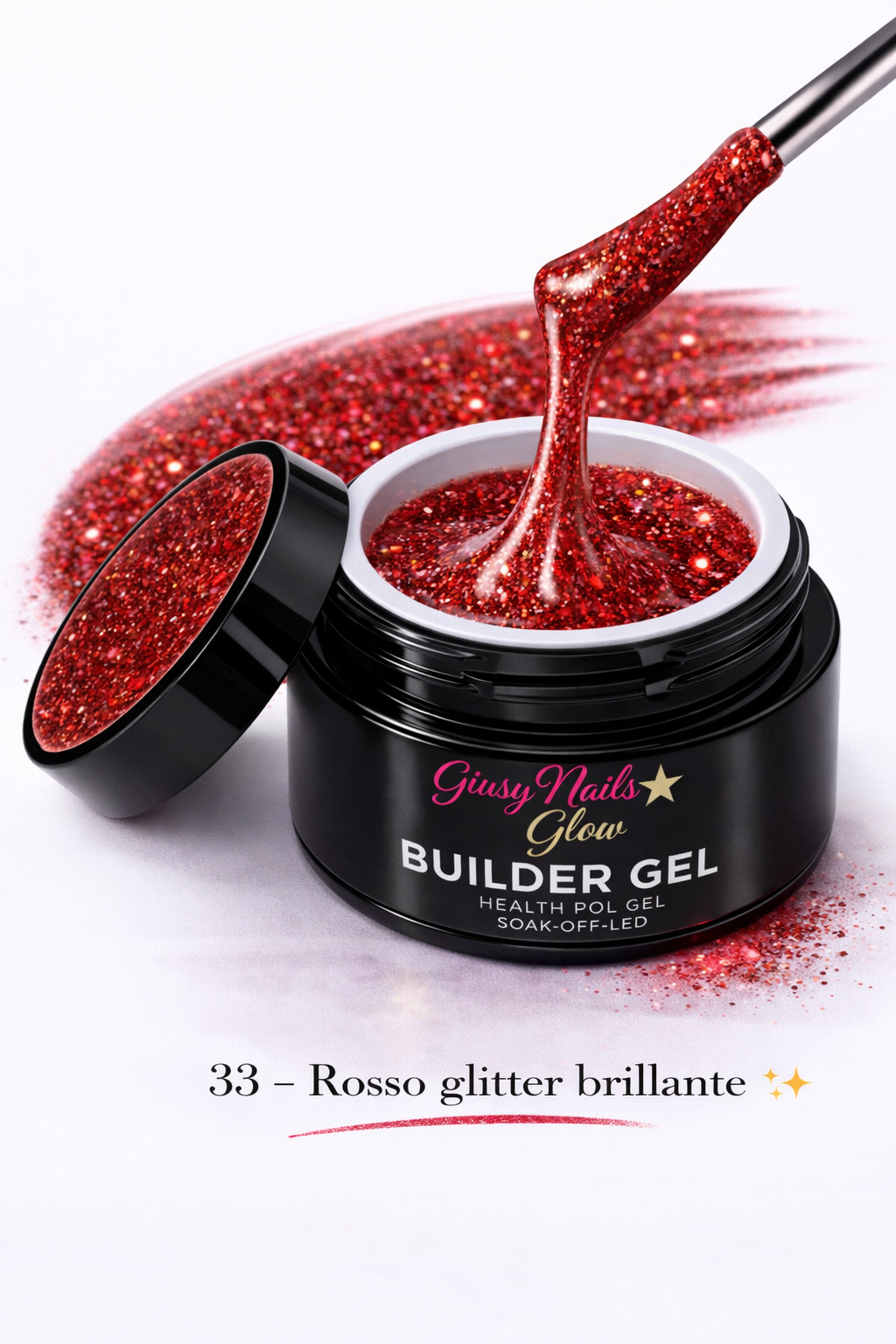 Builder Gel Glitter Rosso Brillante 33 – Giusy Nails Glow ⭐️