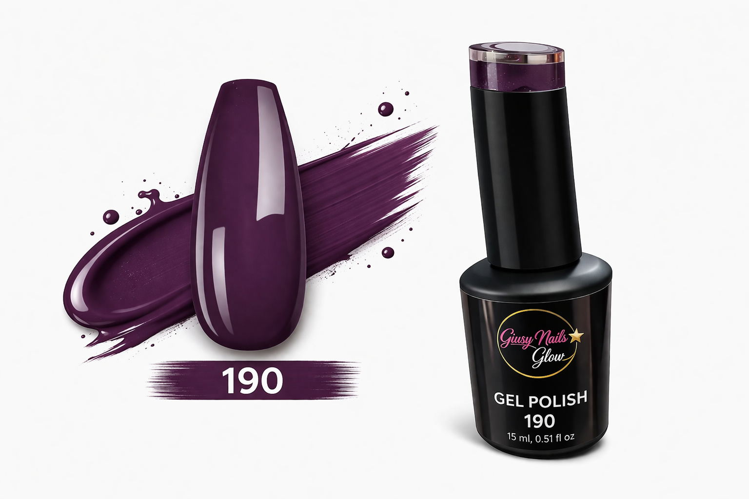 Gel Polish Soak Off UV/LED 190 Viola Prugna Intenso – 15ml | Giusy Nails Glow ⭐️