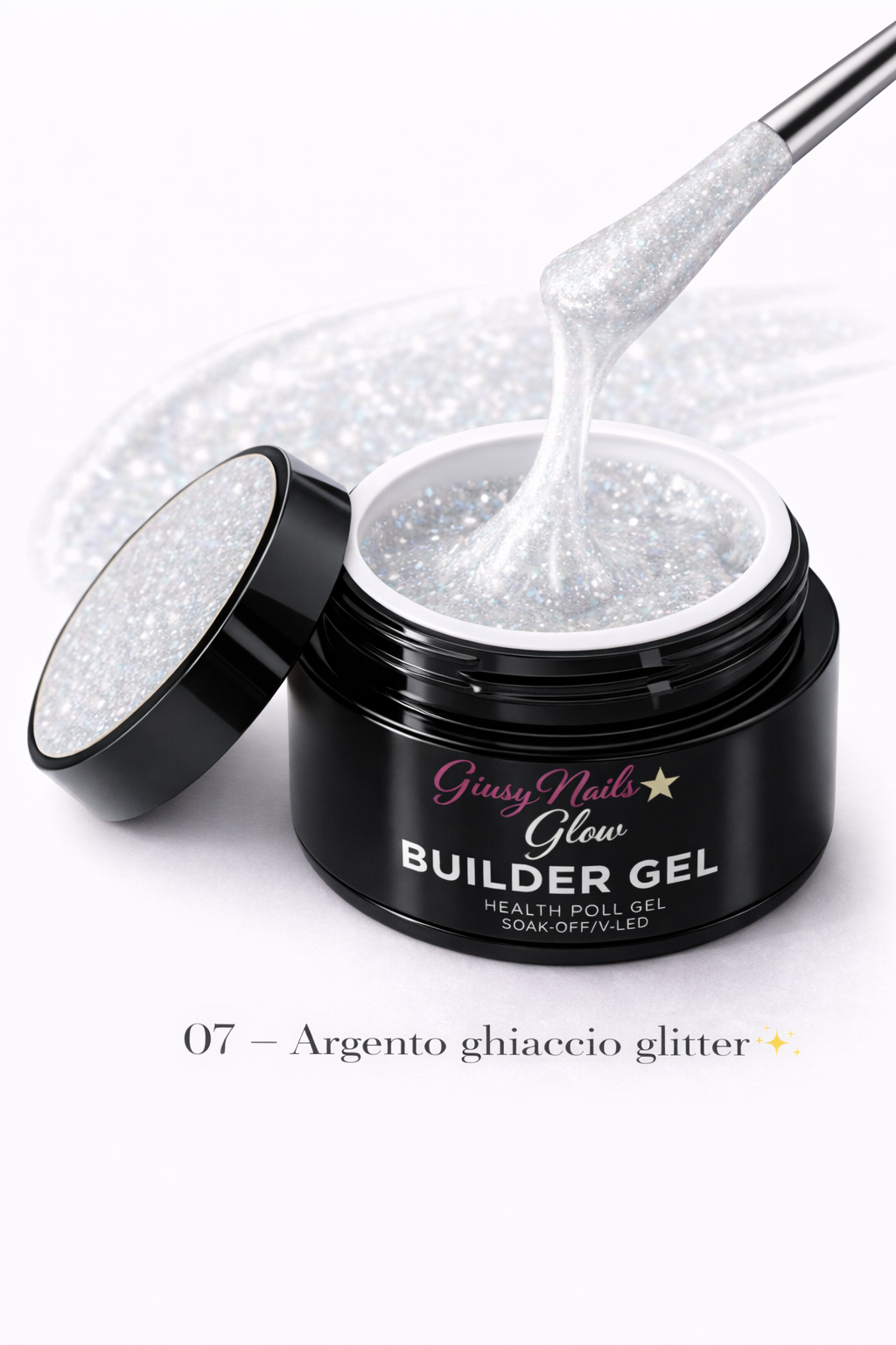 Builder Gel Glitter Argento Ghiaccio 07 – Giusy Nails Glow ⭐️