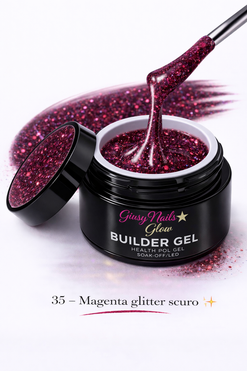 Builder Gel Glitter Magenta Scuro 35 – Giusy Nails Glow ⭐️