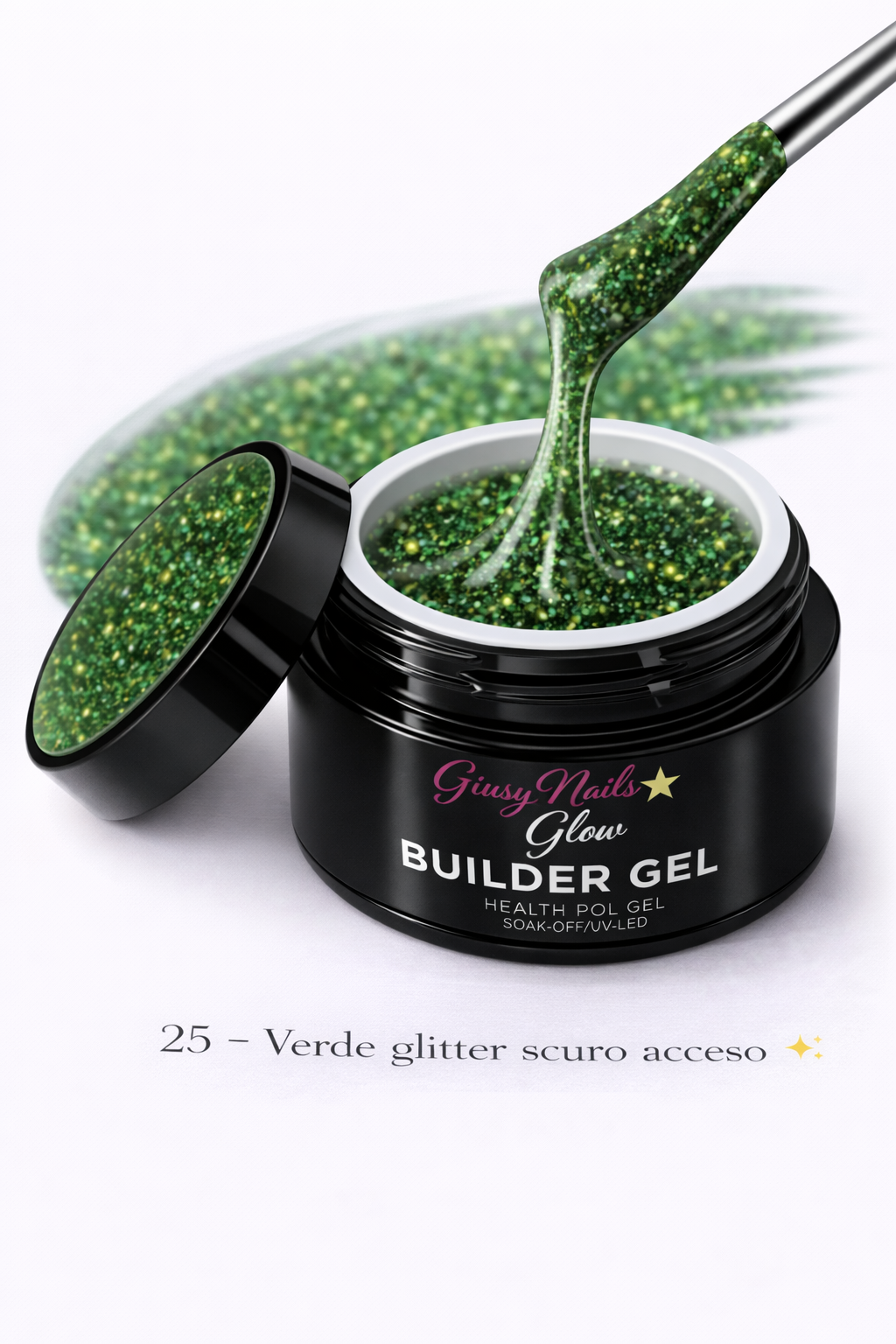 Builder Gel Glitter Verde Scuro Acceso 25 – Giusy Nails Glow ⭐️