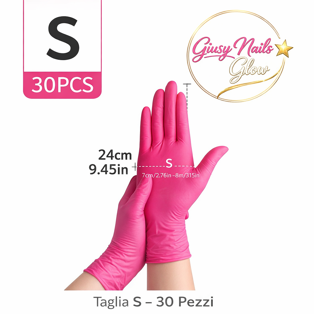 Guanti in Nitrile Rosa Professionali per Onicotecniche – 30 Pezzi)