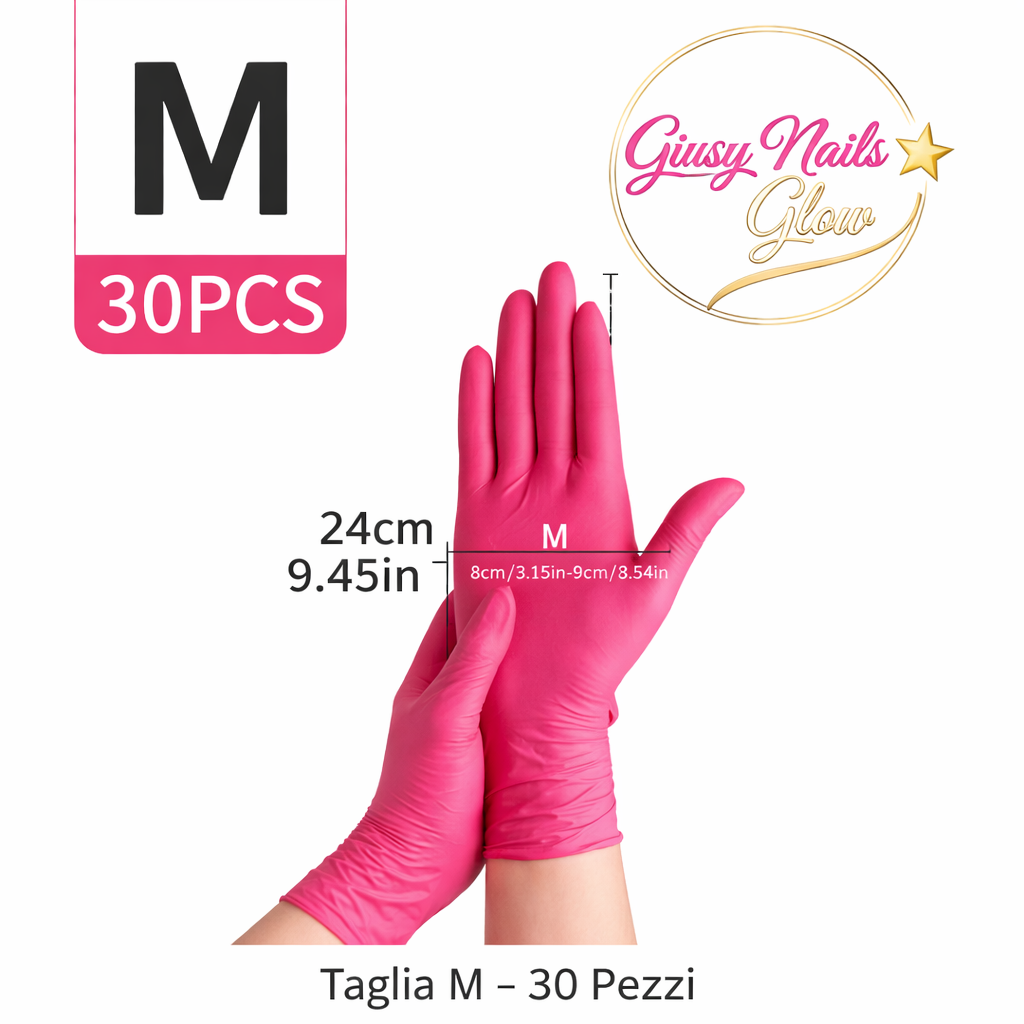 Guanti in Nitrile Rosa Professionali per Onicotecniche – 30 Pezzi)