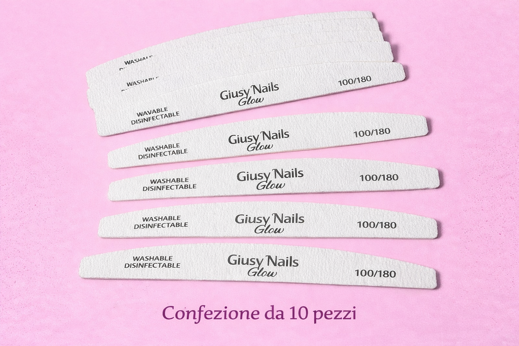 Lime per Unghie Professionali 100/180 – Lavabili e Disinfettabili | Confezione da 10 pezzi