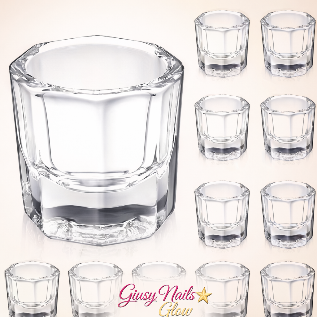 Porta pennelli in vetro trasparente per unghie – Acrilico e monomero liquido