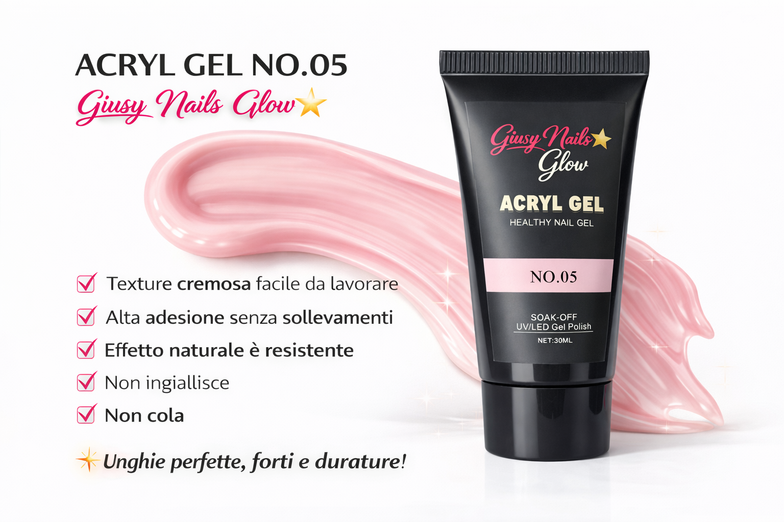 ACRYL GEL NO.05 – Gel Acrilico Professionale | Giusy Nails Glow ⭐️