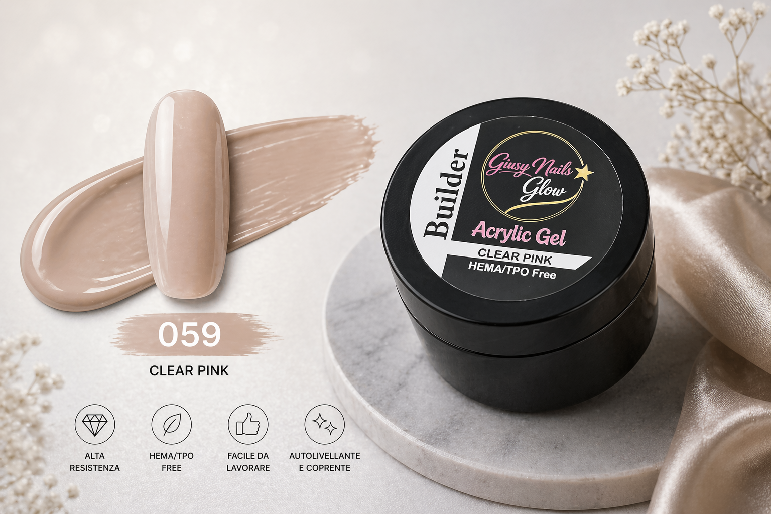 Acrylic Gel Builder 059 Clear Pink – Giusy Nails Glow ⭐️